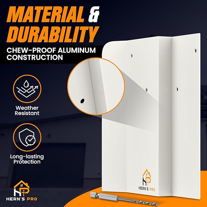zoom at the materials on the garage lower corner pest shield, a product made of aluminium and powder coated to resist heavy wheater conditions