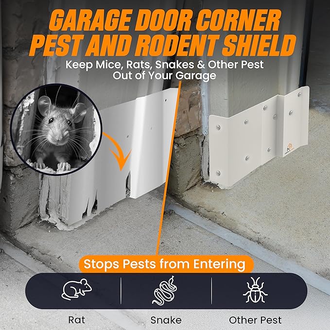 Picture of an unprotected garage and how pests like rats mice snake and others can squeeze inside through the corner